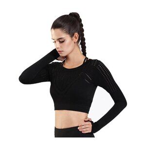 🌸3/$15🌸Long Sleeve Black Crop Athletic Top sz Medium